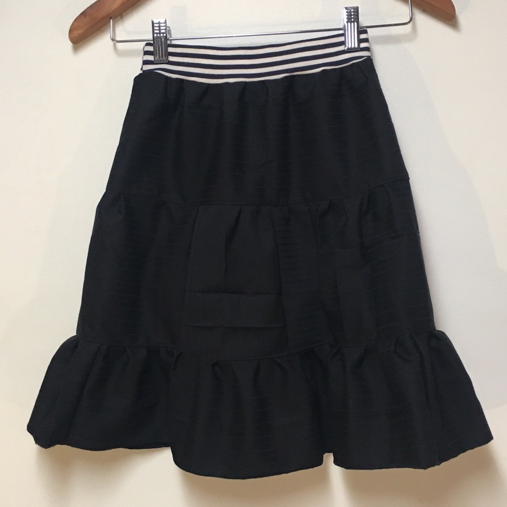 Skirt 100% Wool Girls 4/5 Midi Black Ruffle Tiered Preppy Mom and Pop's Kids - Picture 2 of 7